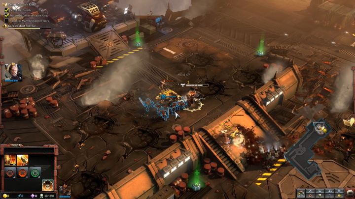 Assault Marines will help Angelos in melee combat. - Mission 1 - The Defense of Varlock Keep - Campaign Walkthrough - Warhammer 40,000: Dawn of War III Game Guide