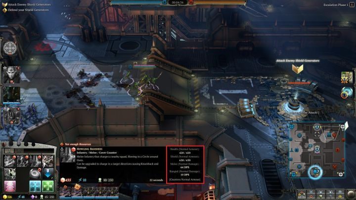 The type of unit armor and the damage it deals can be checked by hovering over the unit portrait. - Armor types and damage - Gameplay - Warhammer 40,000: Dawn of War III Game Guide