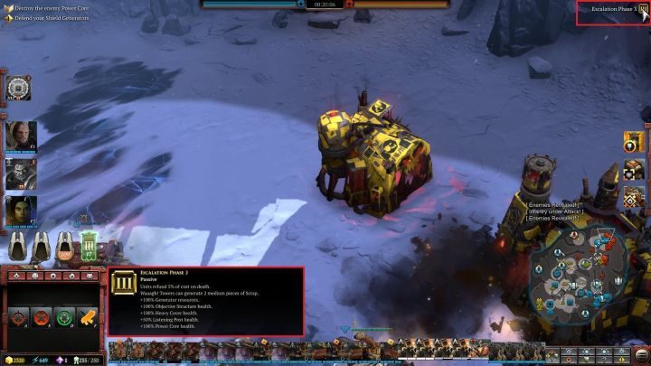 You can view the stage of escalation in the upper right corner of the screen. - Stages of escalation - Gameplay - Warhammer 40,000: Dawn of War III Game Guide