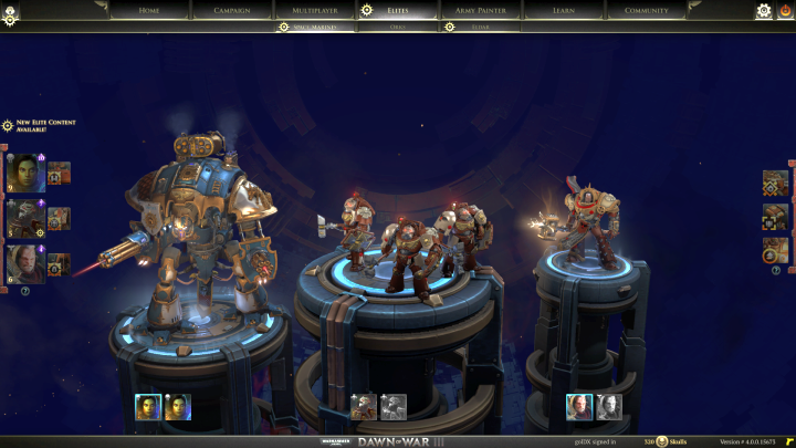 Space Marines elite unit selection screen. - Space Marines - elite units - Space Marines - Warhammer 40,000: Dawn of War III Game Guide