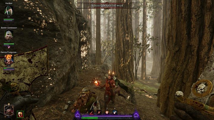 The first grimoire in Athel Yenlui mission can be found at the beginning of the level when you are going through the forest - stick to the left side of the rocks, just like in the picture above - Grimoires in Act II | Warhammer Vermintide 2 - Grimoires - Warhammer Vermintide 2 Game Guide