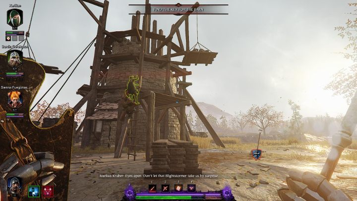 The second grimoire is located in the ruins of the tower under the barn, which you must open - the grimoire is marked in blue in the picture - Grimoires in Act III | Warhammer Vermintide 2 - Grimoires - Warhammer Vermintide 2 Game Guide
