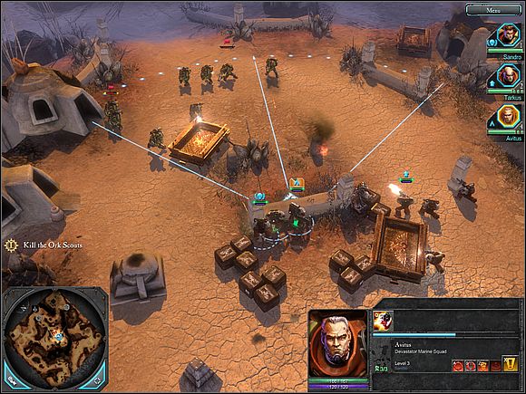 Avitus can comfortably shoot at the Orcs from behind cover - Main storyline - The True Enemy - Main storyline - Warhammer 40,000: Dawn of War II - Game Guide and Walkthrough