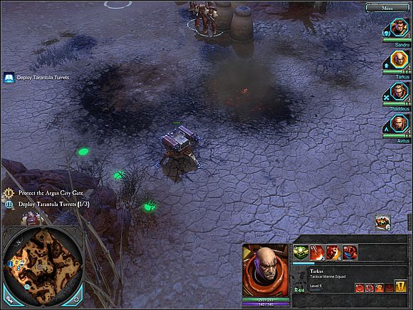 Order Avitus and your hero to watch the path in the northern part of the map and send Thaddeus and Tarkus to defend the southern passage - Main storyline - The Defense of Argus Gate - Main storyline - Warhammer 40,000: Dawn of War II - Game Guide and Walkthrough