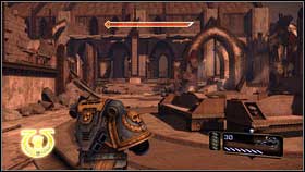 Second enemy is at the right upper corner[1] - 2 - Against all - p. 2 - Walkthrough - Warhammer 40,000: Space Marine - Game Guide and Walkthrough