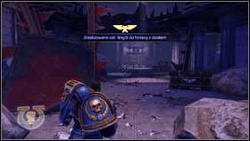 When mission starts, go straight, along cables [1] - 3 - Rim of the Beast - Walkthrough - Warhammer 40,000: Space Marine - Game Guide and Walkthrough
