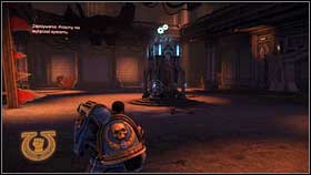 Pick up ammo [1], turn left and move to blue container [2] - 3 - Rim of the Beast - Walkthrough - Warhammer 40,000: Space Marine - Game Guide and Walkthrough