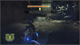 When opponents die, go downstairs and run to the marked corridor [1] - 7 - Heart of Darkness - Walkthrough - Warhammer 40,000: Space Marine - Game Guide and Walkthrough