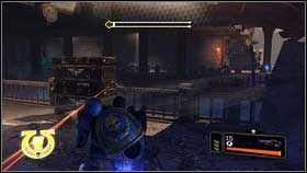 Stairs across [1] leads you to the place, where youll be shot by next orcs team - 8 - Whispers of The Dead - p. 1 - Walkthrough - Warhammer 40,000: Space Marine - Game Guide and Walkthrough