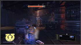 After entering the next room, run fast to the containers on the left [1] - 10 - Mystery Skull - Walkthrough - Warhammer 40,000: Space Marine - Game Guide and Walkthrough