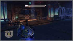 Sticking neck out for every few seconds, shoot down next enemies [1], and run after the inquisitor[2] - 10 - Mystery Skull - Walkthrough - Warhammer 40,000: Space Marine - Game Guide and Walkthrough