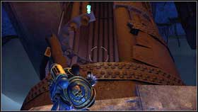 When the stage begins, move to the place marked by pulsating fist [1] and jump into the wide pipe [2] - 12 - Dying of the Light - p. 1 - Walkthrough - Warhammer 40,000: Space Marine - Game Guide and Walkthrough