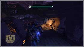 Corridor will lead you outside [1], and iron pavement to the undergrounds of ruins [2] - 12 - Dying of the Light - p. 2 - Walkthrough - Warhammer 40,000: Space Marine - Game Guide and Walkthrough
