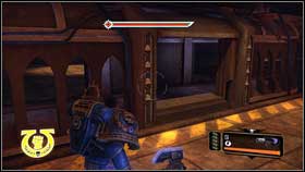 When the fight is over, get into the elevator and go upstairs [1] - 12 - Dying of the Light - p. 2 - Walkthrough - Warhammer 40,000: Space Marine - Game Guide and Walkthrough
