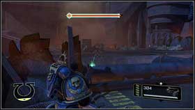 Hiding behind barrels [1], eliminate all gunners, and move forward - 15 - Prince of Daemons - Walkthrough - Warhammer 40,000: Space Marine - Game Guide and Walkthrough