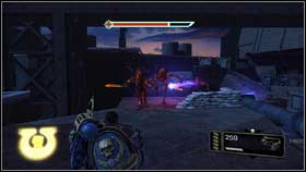 When everyone has died, run to the end of corridor, where you can find ammo and weapons [1] - 15 - Prince of Daemons - Walkthrough - Warhammer 40,000: Space Marine - Game Guide and Walkthrough