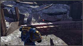 After finding Leandros [1] and defeating attacking orcs, move forward - Chapter 2 - Skull Probes - Warhammer 40,000: Space Marine - Game Guide and Walkthrough