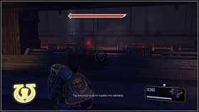 After visiting armory youll go by elevator to the big hangar [1] - Chapter 3 - Skull Probes - Warhammer 40,000: Space Marine - Game Guide and Walkthrough