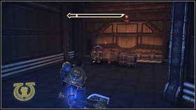 After destroying turrets moving along the corridor [1], move forward to the first crossroads - Chapter 10 - Skull Probes - Warhammer 40,000: Space Marine - Game Guide and Walkthrough