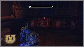 After fight with snipers, go downstairs using elevator [1] - Chapter 13 - Skull Probes - Warhammer 40,000: Space Marine - Game Guide and Walkthrough