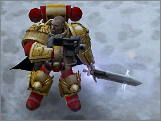 The Space Marines Commander is using heavy armor and a power sword. - Space Marines - Races/Units - Warhammer 40.000: Dawn of War - Soulstorm - Game Guide and Walkthrough