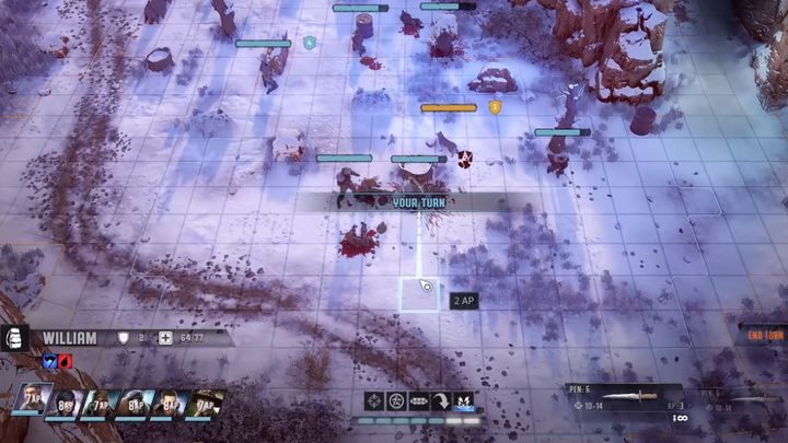 The battlefield is covered with a grid consisting of squares - Wasteland 3: Battle - turns, team, shield system - Basics - Wasteland 3 Guide, Walkthrough