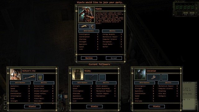 With the attempt to enlist an eighth member, you need to decide who is going to leave the party.. - Party management and recruitment of new members | The party - The party - Wasteland 2 Game Guide & Walkthrough