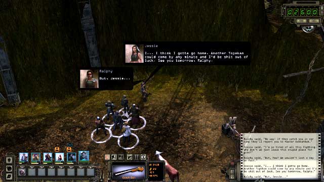 The whole story starts right after you enter the camp, when you are approached by a girl named Jessie - Find a way to resolve the conflict between the Topekans, and the Atchisonians | Rail Nomad Camp - quests - Rail Nomad Camp - quests - Wasteland 2 Game Guide & Walkthrough