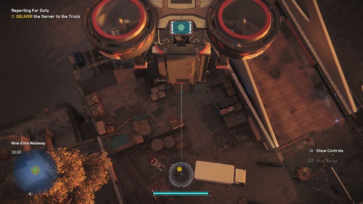 Then, once you're there, lower your altitude and land on the ground near the truck - Watch Dogs Legion: Reporting for Duty - walkthrough - DedSec Missions - Watch Dogs Legion Guide