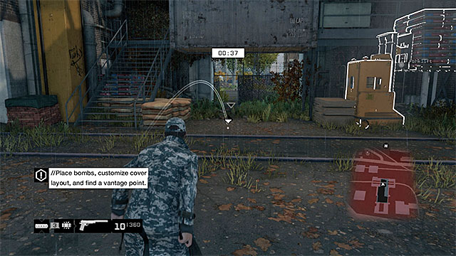 You have two minutes to prepare the ambush and it is a good idea to spend that time on placing as many traps using IEDs (use IEDs that you received from Jordie, which you have found in the factory and the ones that you have prepared yourself) - Mission 9 (Uninvited) | Main missions - Act II - Main missions - Act II - Watch Dogs Game Guide