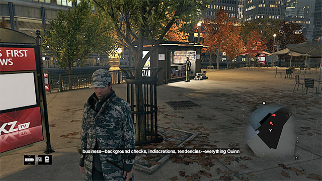 From a safe distance, watch what the person with the case is doing - Mission 10 (Breadcrumbs) | Main missions - Act II - Main missions - Act II - Watch Dogs Game Guide