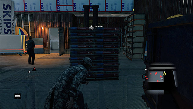 Reach the forklift and then, go towards the exit from the main hall - Mission 12 (A Risky Bid) | Main missions - Act II - Main missions - Act II - Watch Dogs Game Guide