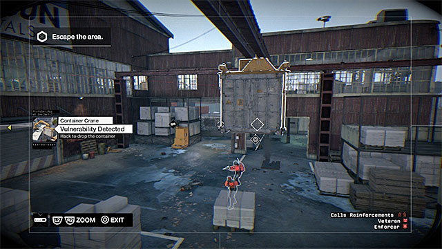 The next part of the docks is a big yard and two neighboring buildings (the exit is in the one on the left) - Mission 12 (A Risky Bid) | Main missions - Act II - Main missions - Act II - Watch Dogs Game Guide