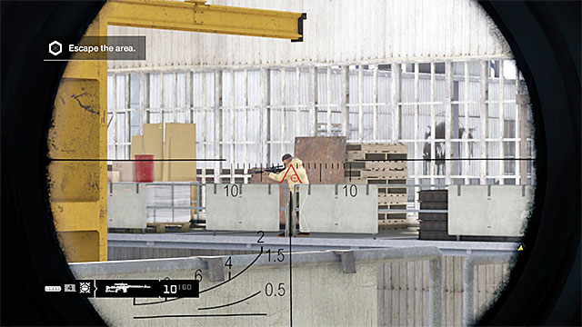 The sniper(s) is occupying the upper balcony of the storage - Mission 12 (A Risky Bid) | Main missions - Act II - Main missions - Act II - Watch Dogs Game Guide