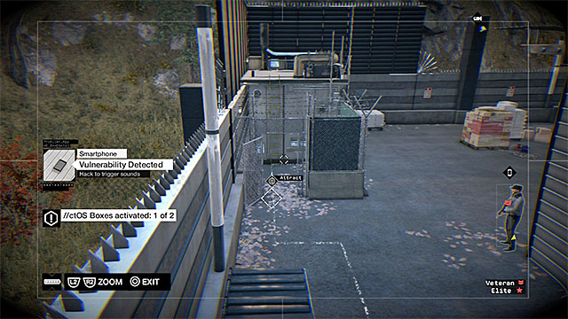 The second ctOS box is in the enclosed area shown in the above screenshot, which is located in the North-Eastern corner of the facility - Mission 4 (The Future Is In Blume) | Main missions - Act III - Main missions - Act III - Watch Dogs Game Guide