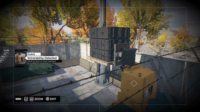 The camera view of the forklift that you need to move - ctOS Towers | Maps of smaller activities - Maps of smaller activities - Watch Dogs Game Guide