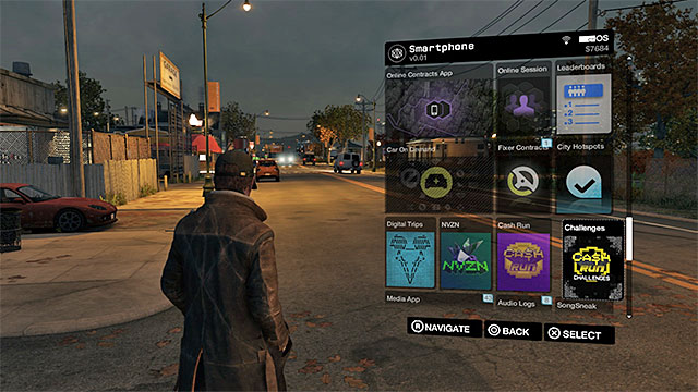 The smartphone screen - Aidens equipment | Basic info - Basic info - Watch Dogs Game Guide
