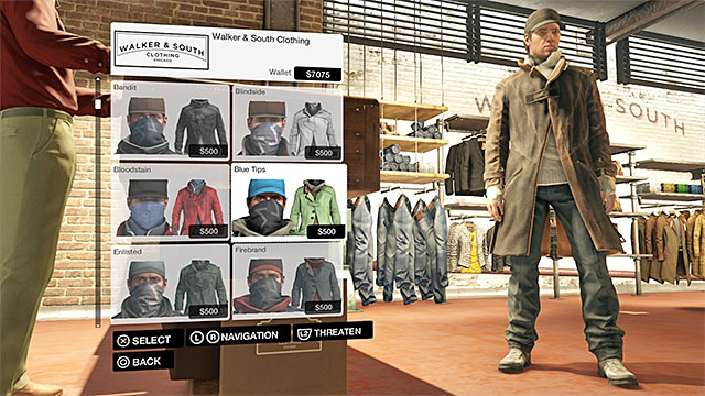 You can buy new outfits at stores - Aidens equipment | Basic info - Basic info - Watch Dogs Game Guide