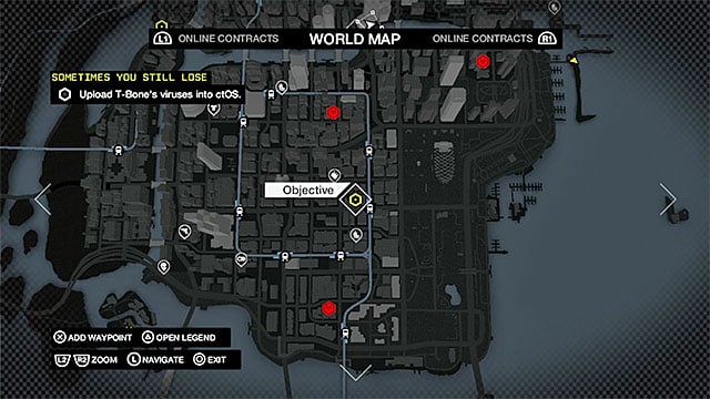 The second location to upload the virus is in the central part of The Loop - Mission 1 (Sometimes You Still Lose) | Main missions - Act V - Main missions - Act V - Watch Dogs Game Guide