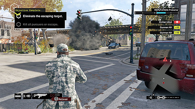 The grenade launcher will allow you to blow up the car, with the target on it, quickly - Jobs - The Wards | Criminal Convoys - Criminal Convoys - Watch Dogs Game Guide