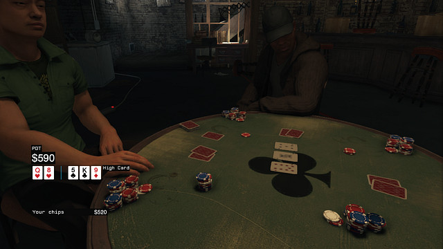 Example winning deal with weak cards, won thanks to bluffing - Poker and chess | City Activities (minigames and challenges) - City Activities (minigames and challenges) - Watch Dogs Game Guide