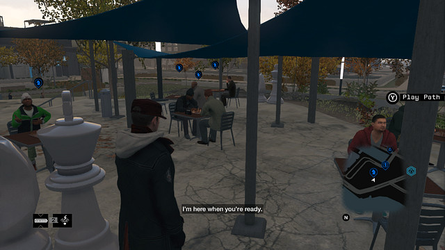 Chess tables in the Eastern Mad Mile - Poker and chess | City Activities (minigames and challenges) - City Activities (minigames and challenges) - Watch Dogs Game Guide