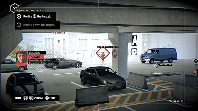 It would be a good idea to spend some time on hacking into the nearby cameras (also the ones on the guards patrolling the area) to locate the target (the above screenshot) - Hideouts - The Loop | Gang Hideouts - Gang Hideouts - Watch Dogs Game Guide