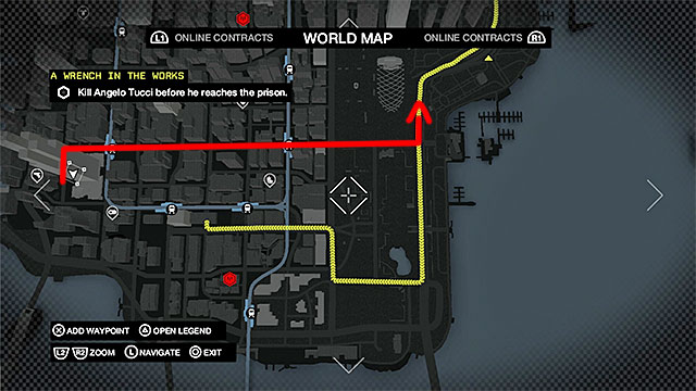You need to hurry, because you are required to attack the convoy and eliminate Angelo Tucci, before he reaches the prison - Mission 8 (A Wrench in the Works) | Main missions - Act I - Main missions - Act I - Watch Dogs Game Guide