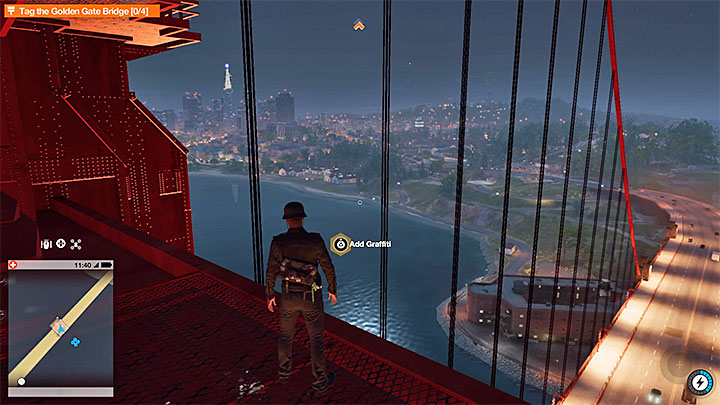 You will reach the graffiti site right after you finish the ride on the lift - Paint Job (graffiti mission) | Side Operations - Side Operations - Watch Dogs 2 Game Guide