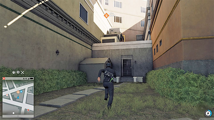 The spot where you can start climbing the building - The Name Game (phone booths hacks mission) | Side Operations - Side Operations - Watch Dogs 2 Game Guide