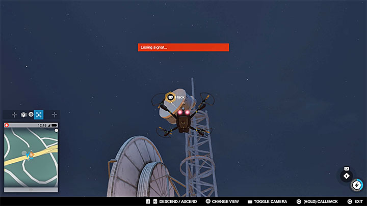 Approach the top of the tower with the quadcopter - The Name Game (phone booths hacks mission) | Side Operations - Side Operations - Watch Dogs 2 Game Guide