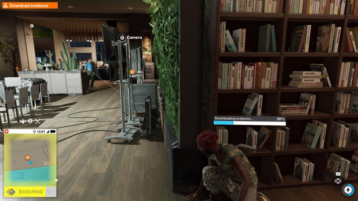 Hide behind the bookshelf while the data is downloading - Power to the Sheeple | Main Operations - Main Operations - Watch Dogs 2 Game Guide