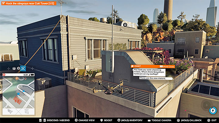One of the new antennas - approach it with the Quadcopter - Stolen Signals | Side Operations - Side Operations - Watch Dogs 2 Game Guide