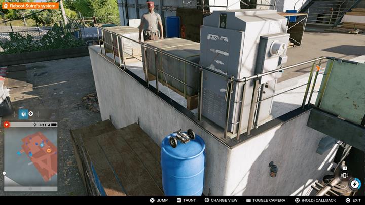 Jump on the crate and barrel until you can get higher - Haum Sweet Haum | Main Operations - Main Operations - Watch Dogs 2 Game Guide